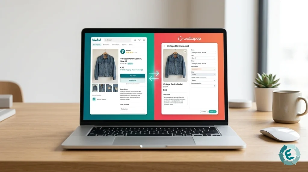 Software EasyWList su un portatile che trasferisce articoli da Vinted a Wallapop automaticamente.