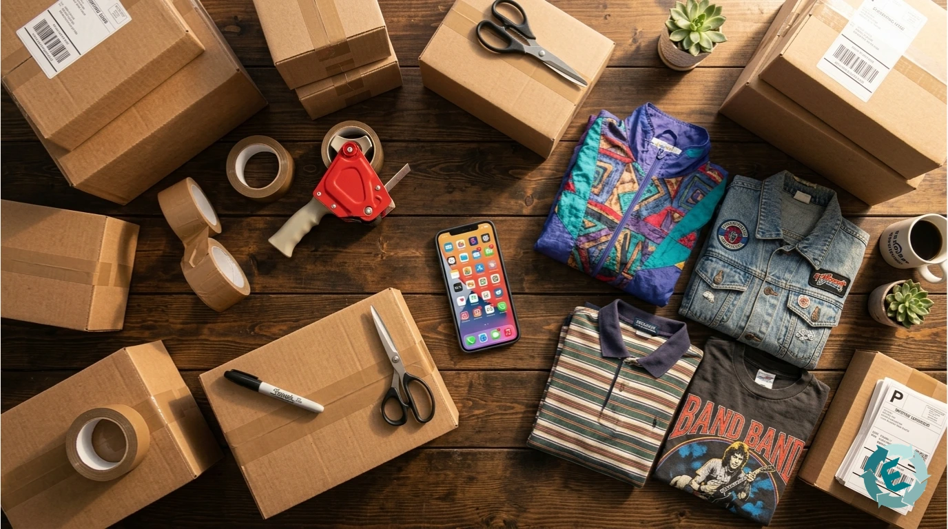 Paquetes de envíos listos y ropa vintage tras aumentar las ventas en Wallapop y Vinted.