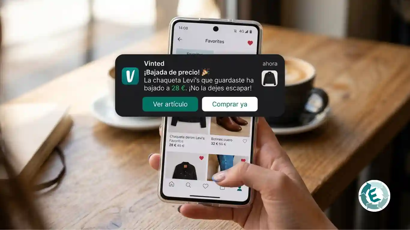 Notificación de bajada de precio en Vinted para reactivar favoritos