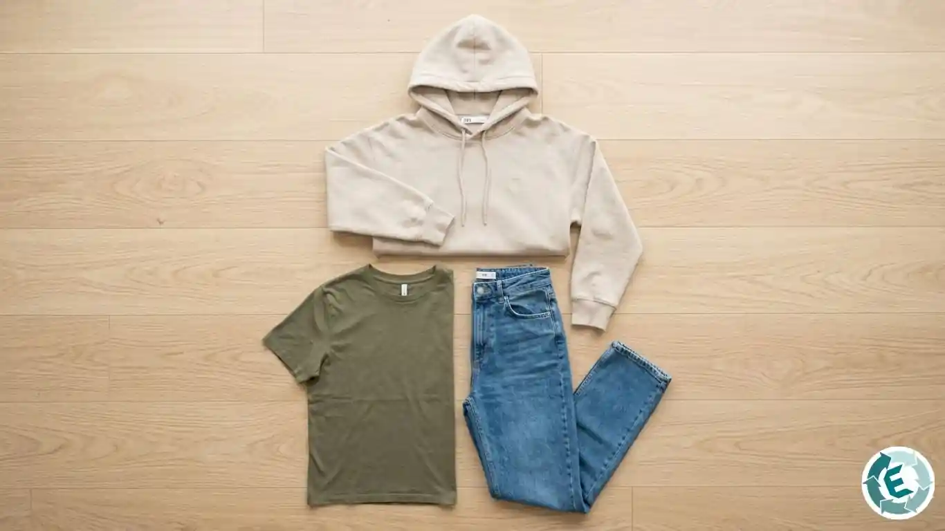 Flat lay second-hand clothing for selling lots on Vinted and Wallapop